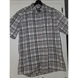 Men's MEXX Casual Button Down Shirt XXL Gray White Plaid